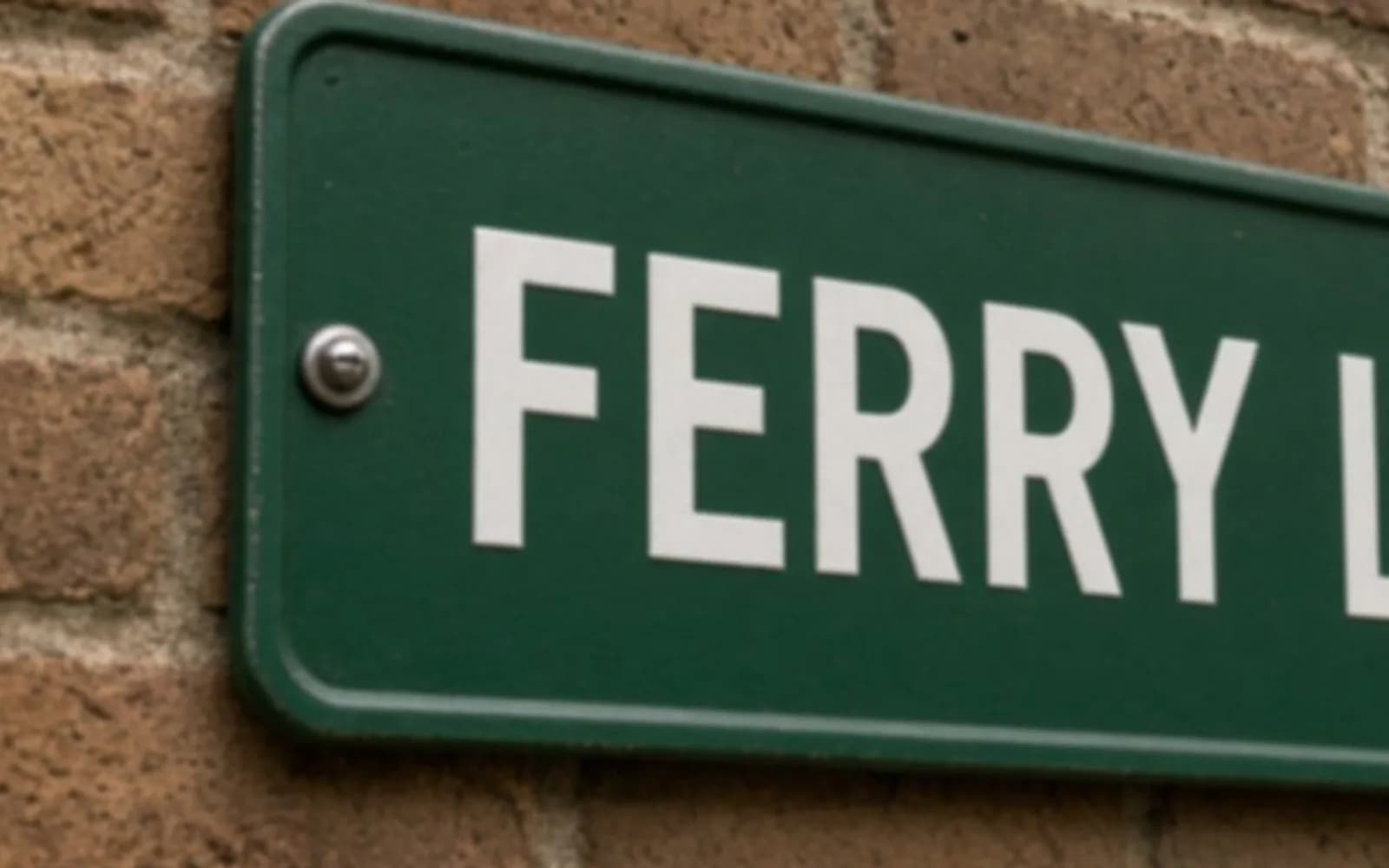 Close crop of a street sign reading FERRY LANE with blur damage, the problem this guide is measuring.