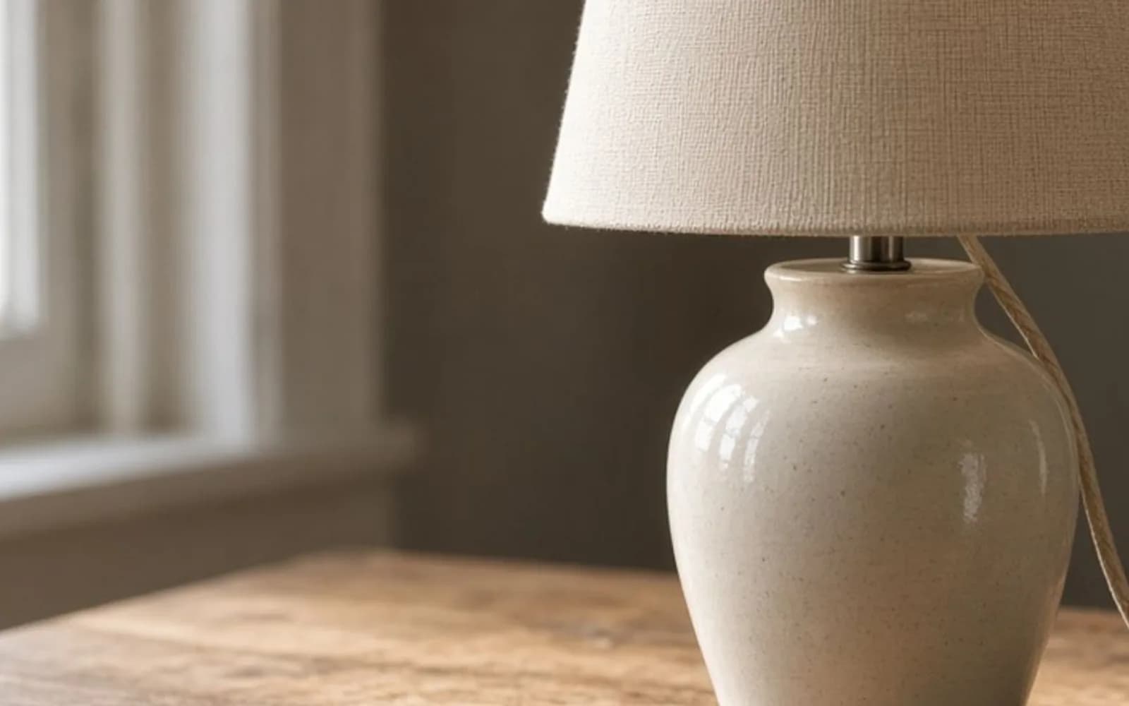 The same crop of a ceramic lamp on an oak desk without the pixel damage, kept for comparison.