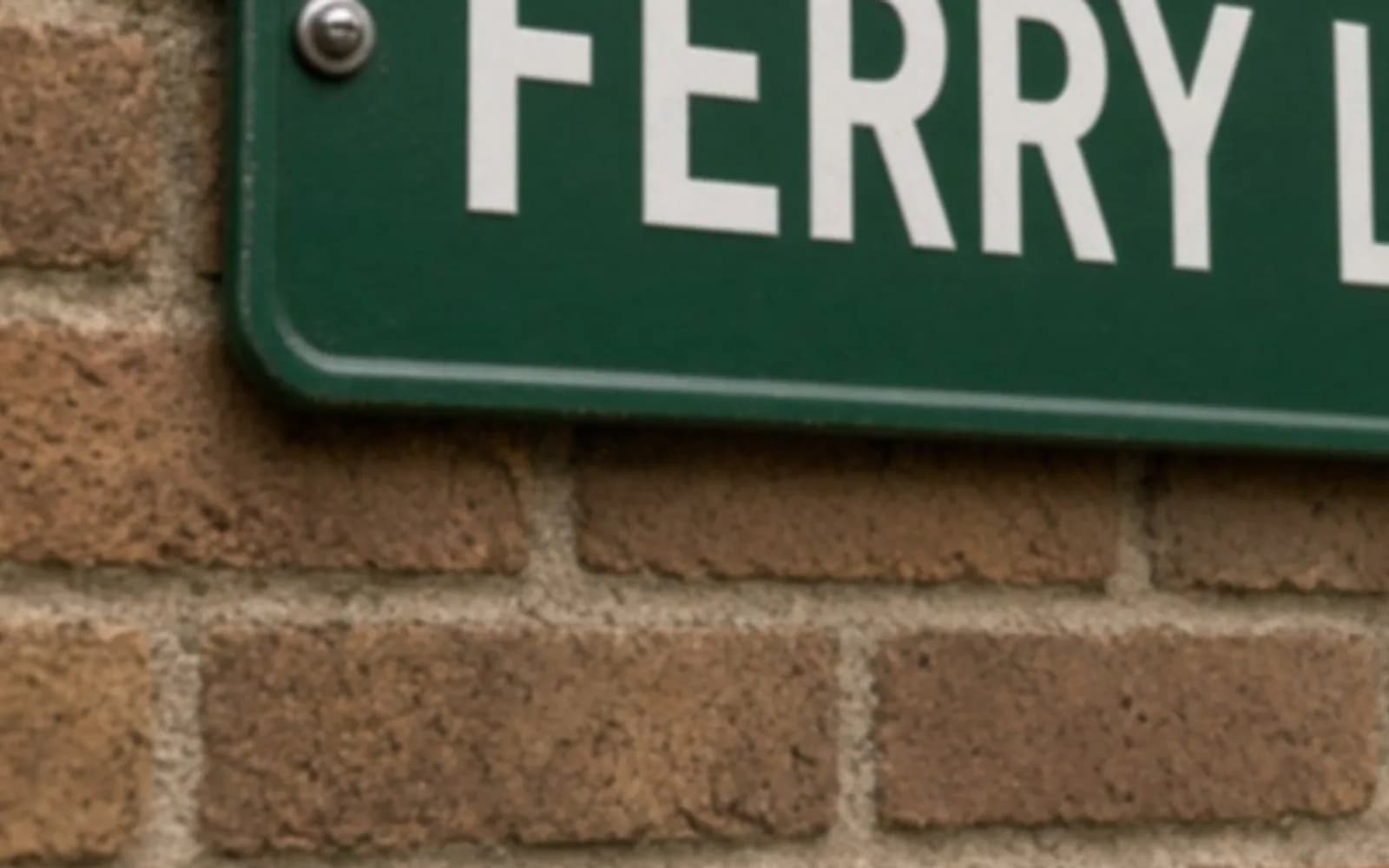 Close crop of a street sign reading FERRY LANE with blur damage, the problem this guide is measuring.